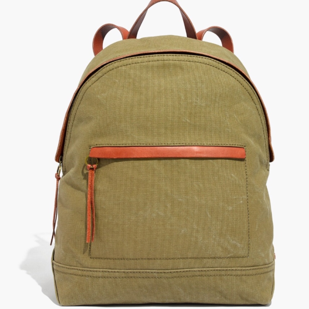Madewell Utility Leather & Canvas Charleston Travel Backpack in Surplus Olive
